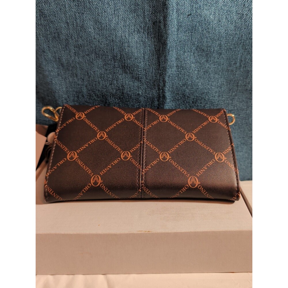 NWT Valentino Orlandi Crossbody Bag Brown Monogram Wallet Purse Gold V Lock New - Picture 14 of 16